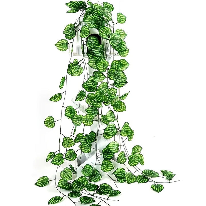 Artificial Ivy Leaves Garland with Silk Flowers - Home Wedding Garden Decor