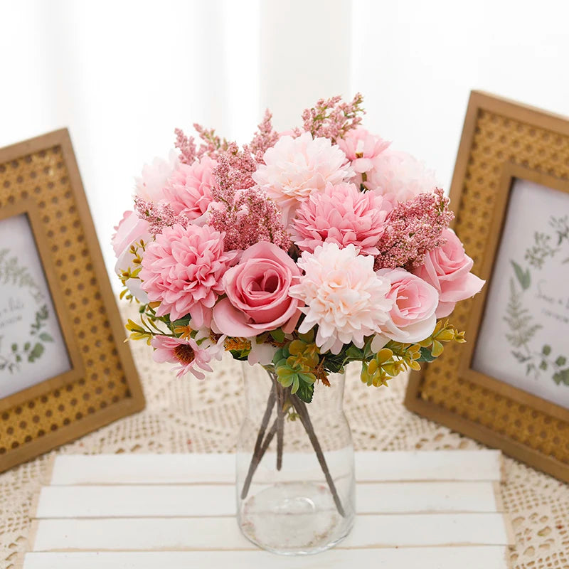 Rose Peony Silk Flower Arrangement - Elegant Home and Wedding Decor