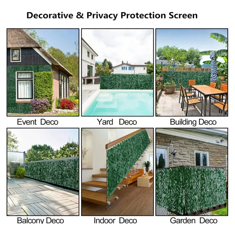 Artificial Ivy Fence Plant Grass Wall Panel Faux Green Leaf Hedge Privacy  Screen Indoor Outdoor Home Garden Balcony Decoration