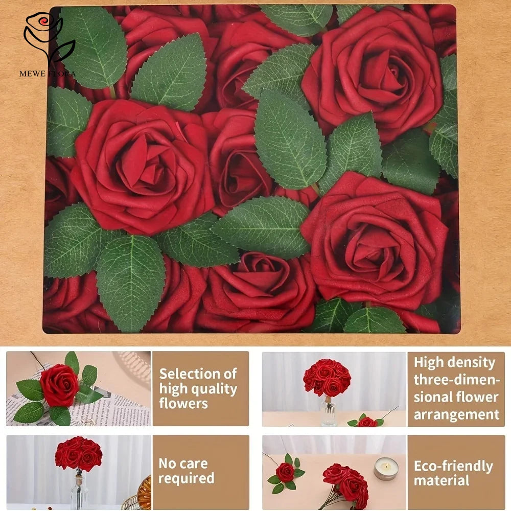 Artificial Foam Rose Flower Bundle Set for Wedding Home Decor