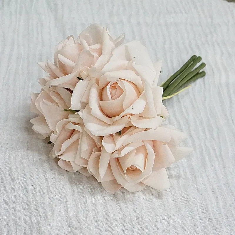 Elegant 5-Head Real Touch Latex Rose Bouquet for Wedding Home Decor and Bridal Gift