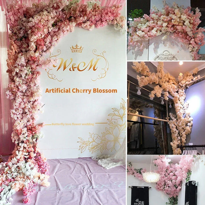 Cherry Blossom Rattan Vine Wall Decor for Wedding and Home