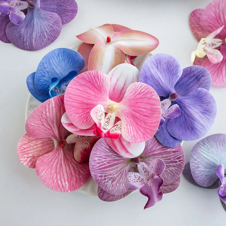 Thai Orchid Silk Flower Clips Set - Pack of 50, Ideal for Wedding and Christmas Decorations