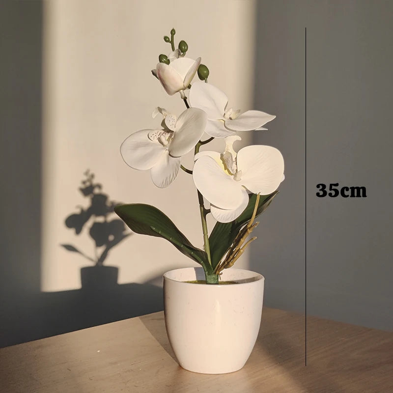 Butterfly Orchid Bonsai Vase Set - Lifelike Floral Decor for Home, Office, or Wedding