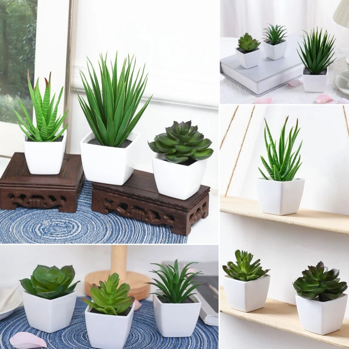 Artificial Mini Potted Plants Trio for Home, Restaurant, and Office Decor