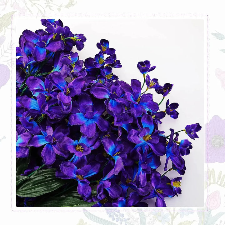 Vibrant Artificial Purple Blue Orchid Silk Flowers Bundle for Wedding and Home Decor