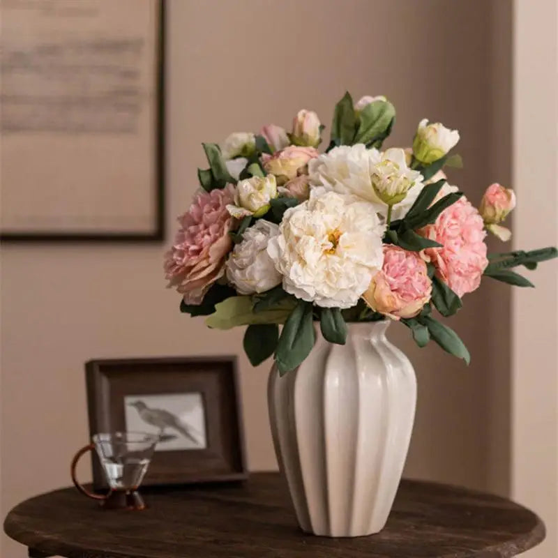 Peony Artificial Flowers, Home Decor Dining Table Bouquet