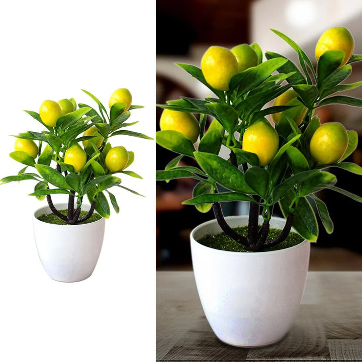 Realistic Artificial Lemon Tree Bonsai Plant - Ideal for Home Decor and Gifting