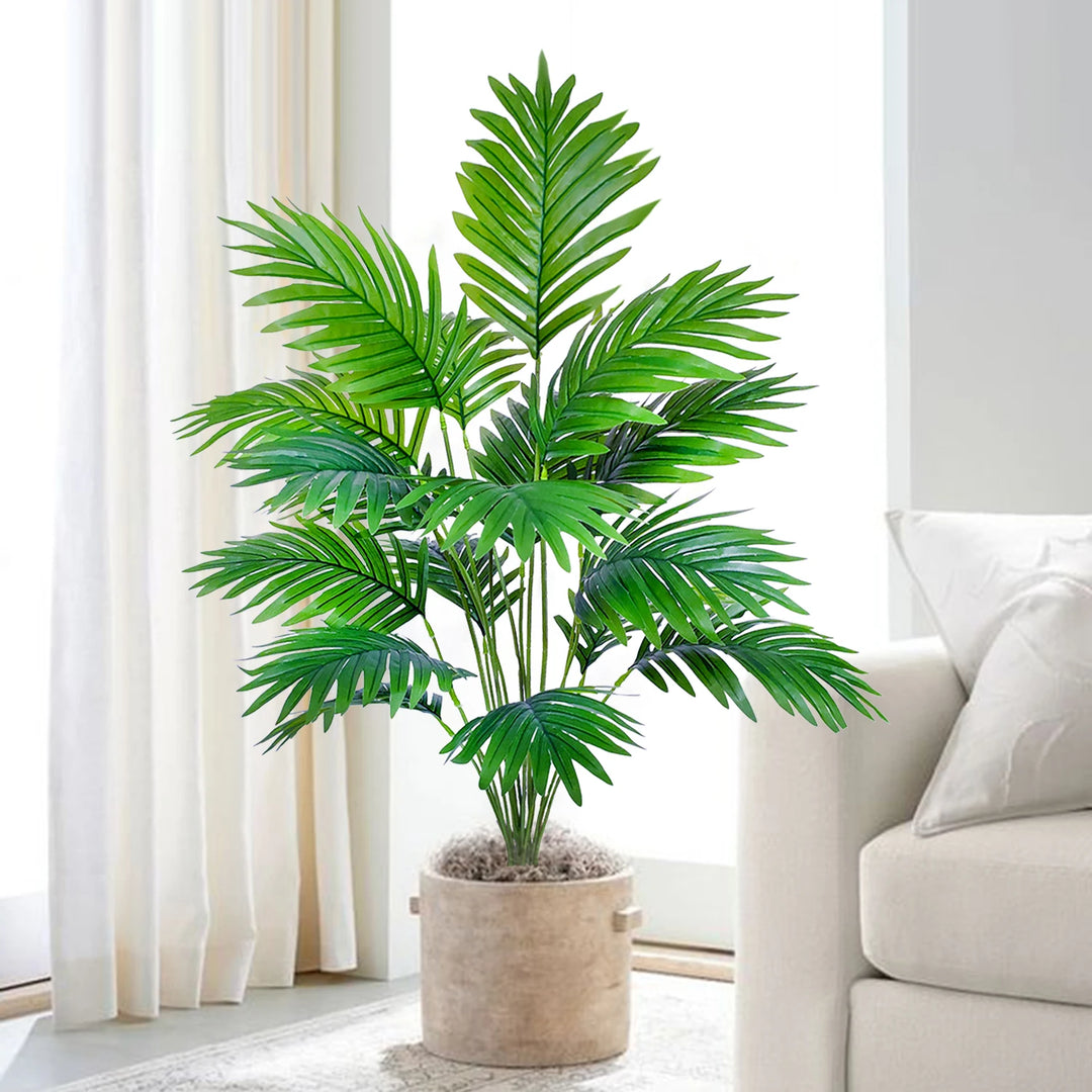 Tropical Artificial Palm Tree - Home Garden Decor - Green Plastic Palm Leaf Branches