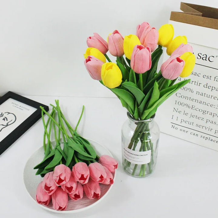 Artificial Tulips Flower Bouquet - Set of 20 Pe Foam Flowers