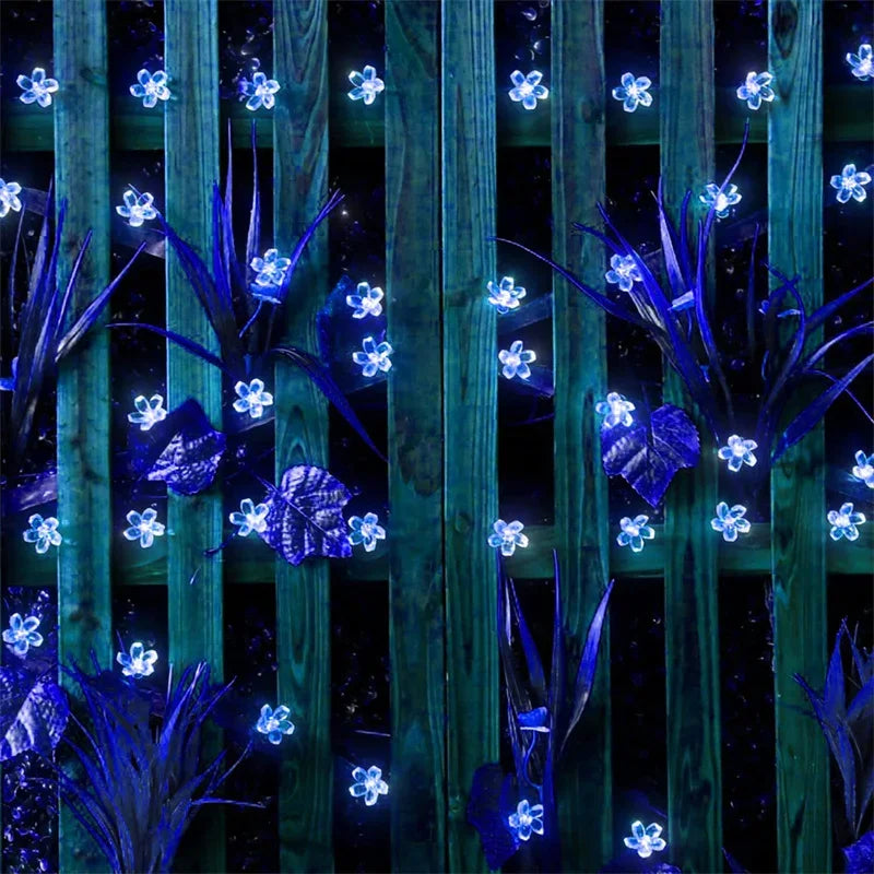 Solar Blossom Fairy Lights - Outdoor Waterproof LED Flower Garland for Christmas & Holiday Decor