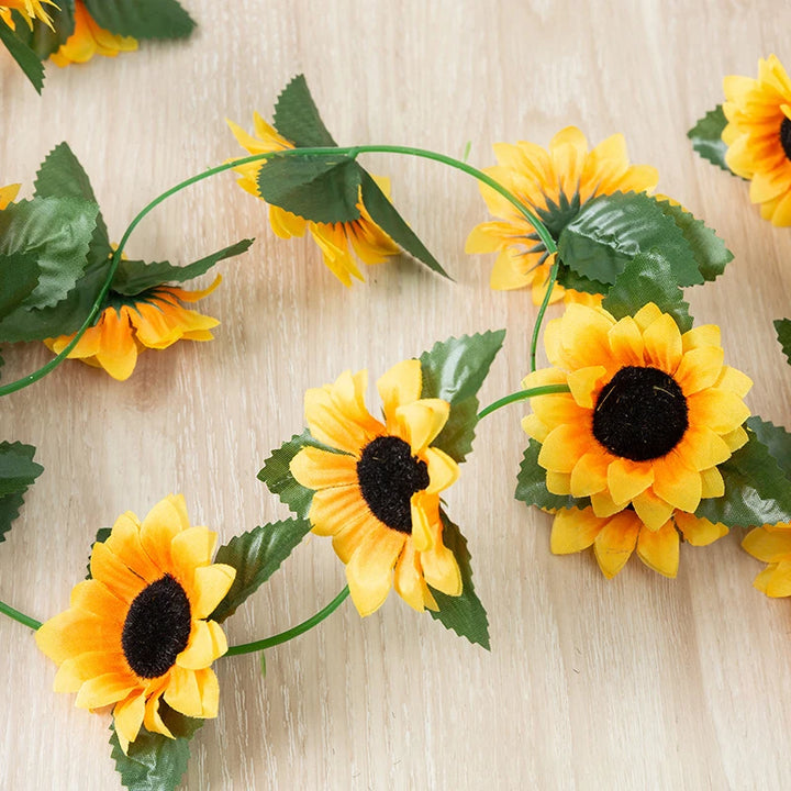 Sunflower Ivy Vine Garland - 250cm Silk Artificial Flowers for Wall Hanging Decor