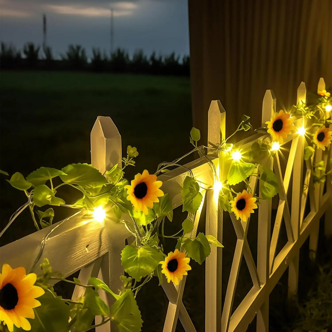 Solar Sunflower Fairy Lights - Beautiful Outdoor Flower String Lamp for Garden and Patio Decoration