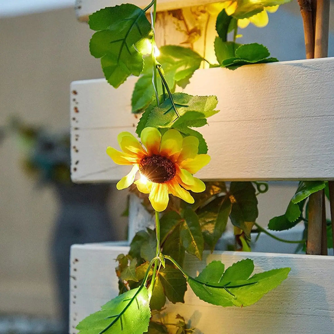 Solar Sunflower Fairy Lights - Beautiful Outdoor Flower String Lamp for Garden and Patio Decoration