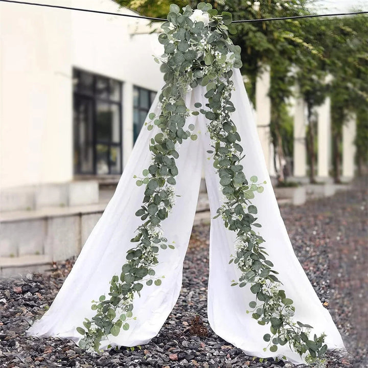 Faux Eucalyptus Garland Set - 6' Artificial Greenery Vines for Wedding and Home Decor