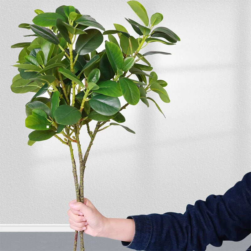 Green Artificial Ficus Branches with Realistic Appearance - Perfect for Home and Garden Decor