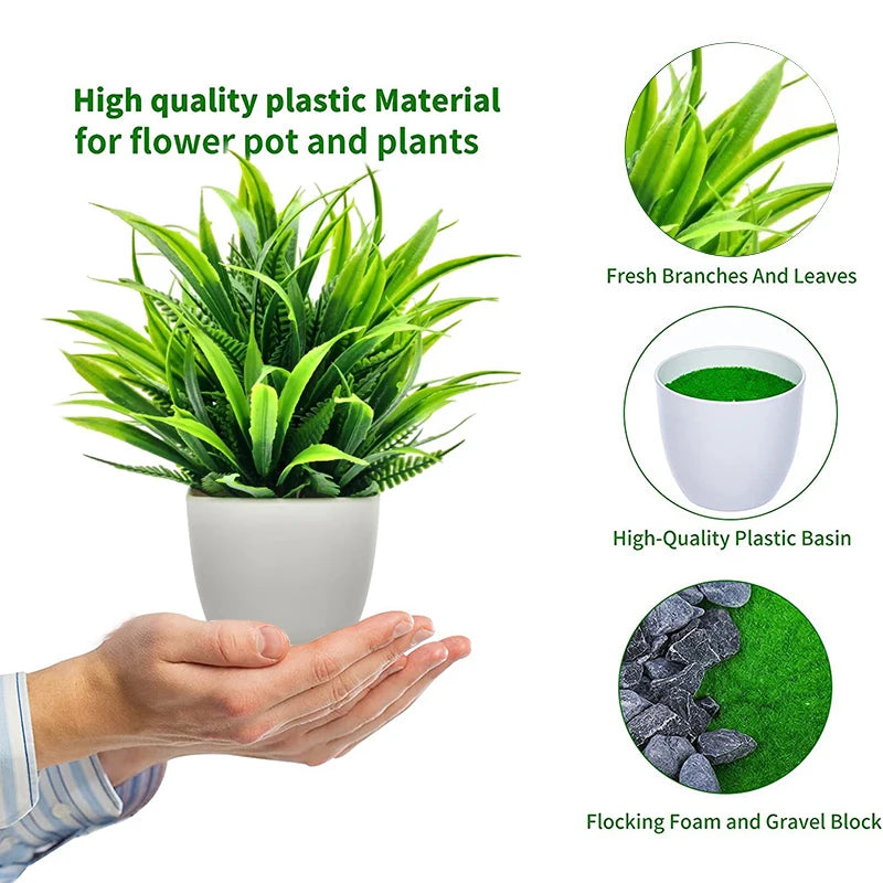 Artificial Greenery Bundle for Home and Office Decor - Lifelike Indoor Plants in Plastic Pots