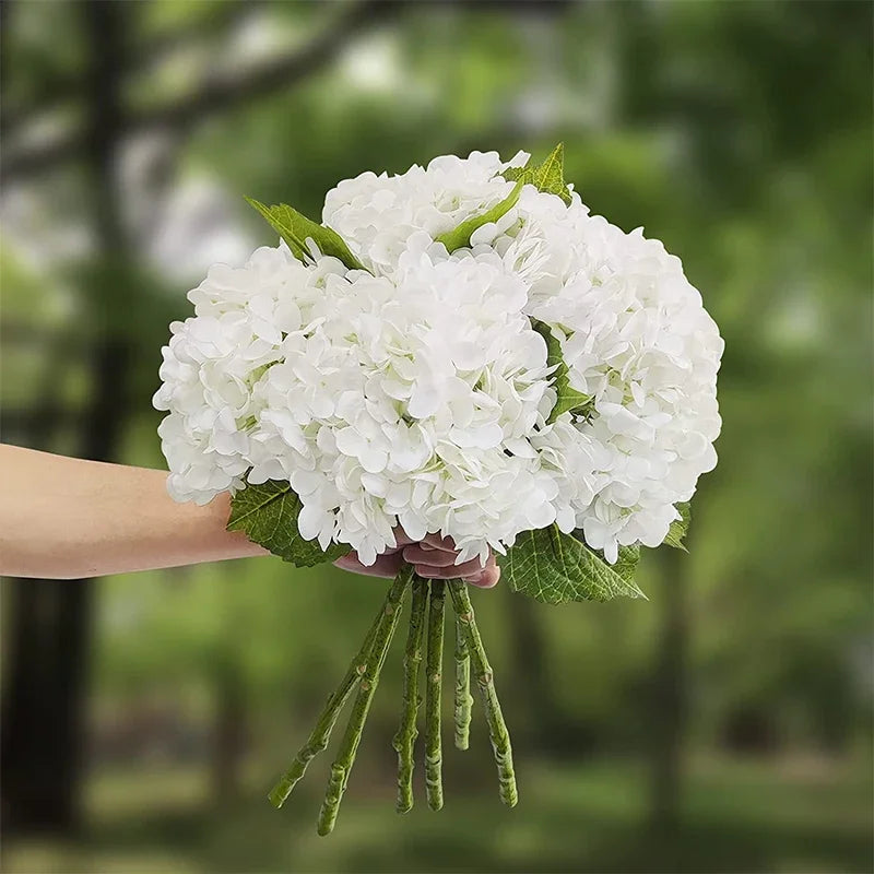 Real Touch Latex Hydrangea Artificial Flowers - Set of 3 - 21" Bouquet for Home Decor & Weddings