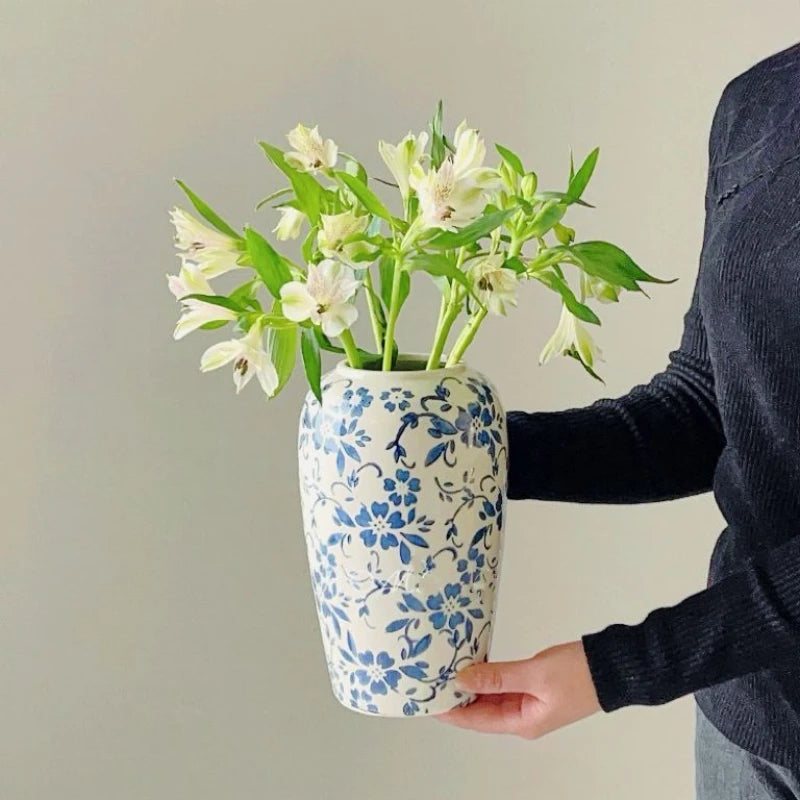 Blue and White Porcelain Vase for Stylish Home Decor and Hydroponic Planting