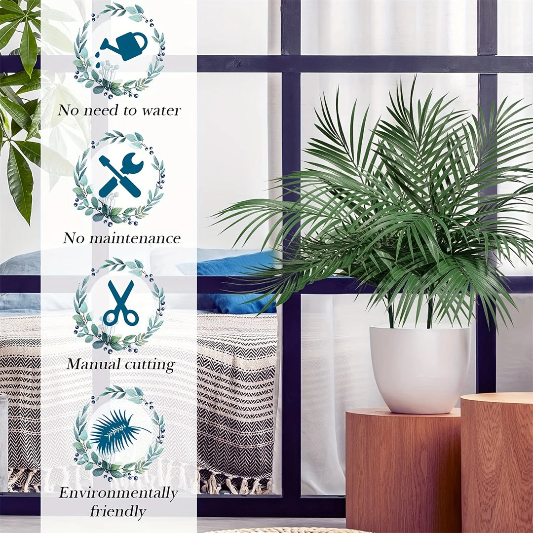 Tropical Palm Leaves Faux Plants Decor Set