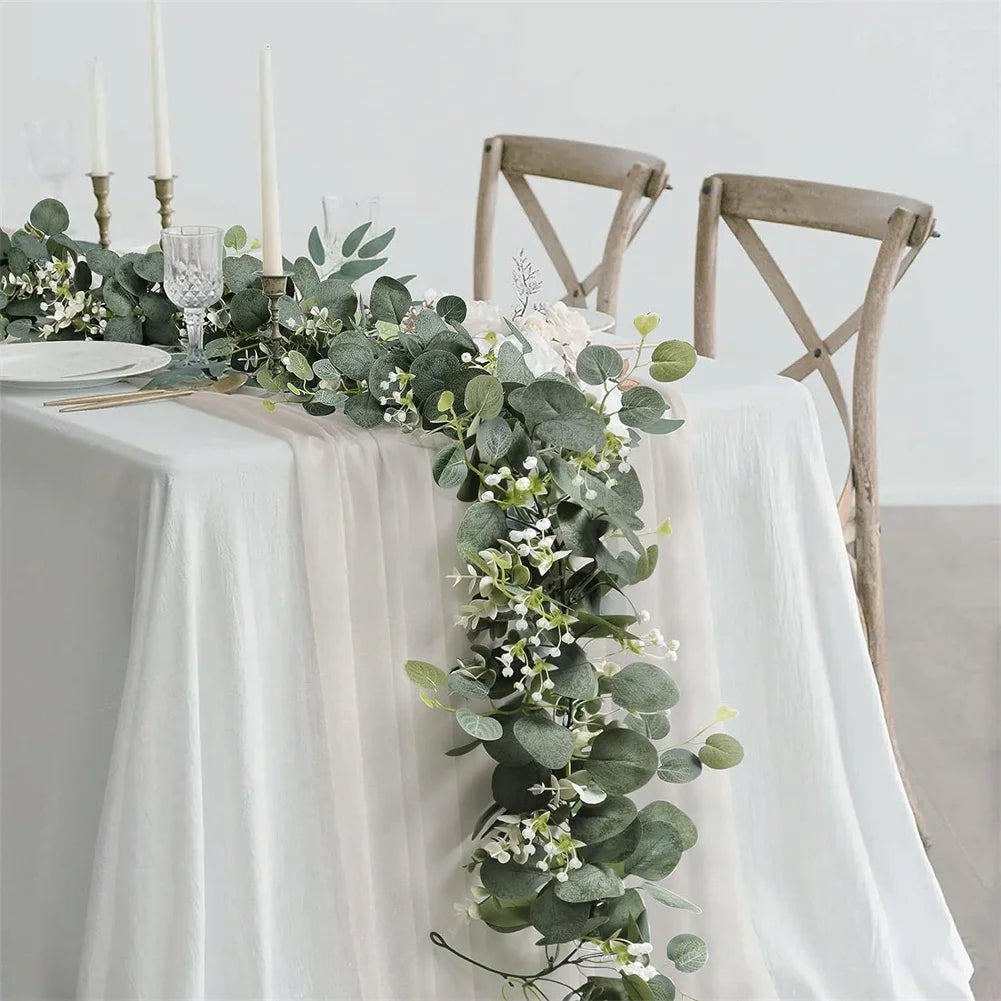 Faux Eucalyptus Garland Set - 6' Artificial Greenery Vines for Wedding and Home Decor