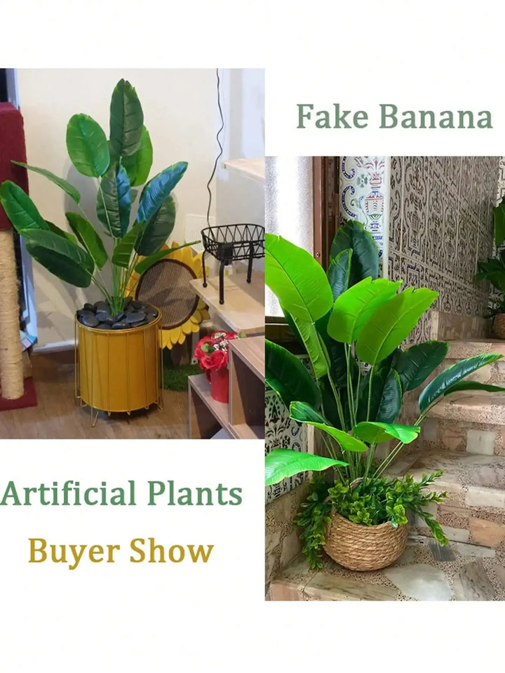 Large Artificial Tropical Palm Tree with Banana Leaves - Realistic Fake Plant for Home and Garden Decor