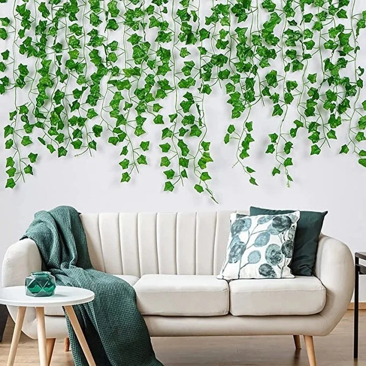 Artificial Ivy Leaves Garland with Silk Flowers - Home Wedding Garden Decor