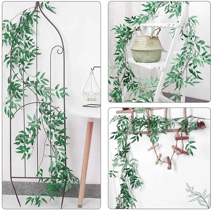 5.7FT Artificial Willow Leaf Rattan Garland - Lifelike Branch for Indoor and Outdoor Décor