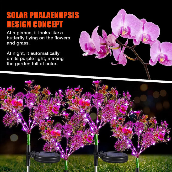 Solar Phalaenopsis Flower Stake Light - Elegant Outdoor Decor for Women's Gardening Oasis