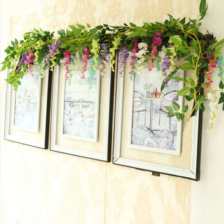 Artificial Silk Wisteria Flower Vine - Set of 2, 7ft Long - Home Wedding Decor