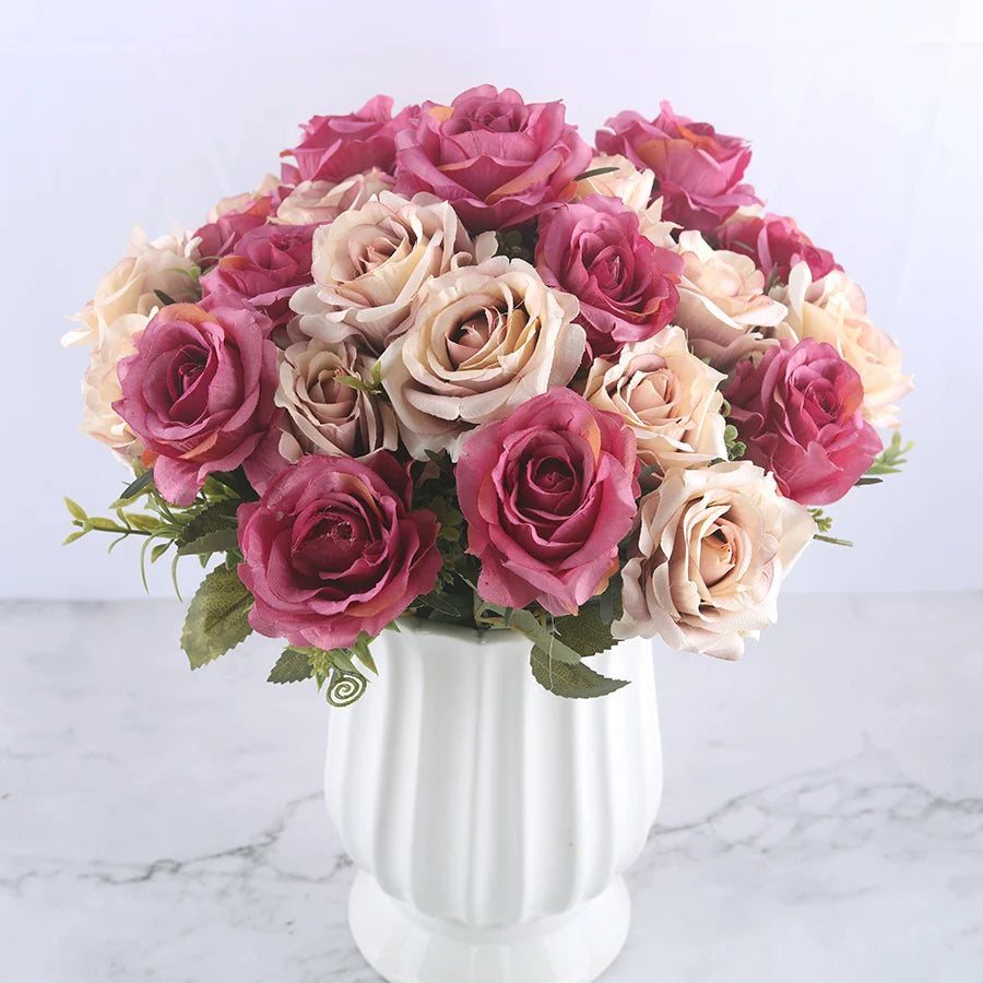 Romantic Rose Silk Peony Bouquet - Elegant Wedding Decor