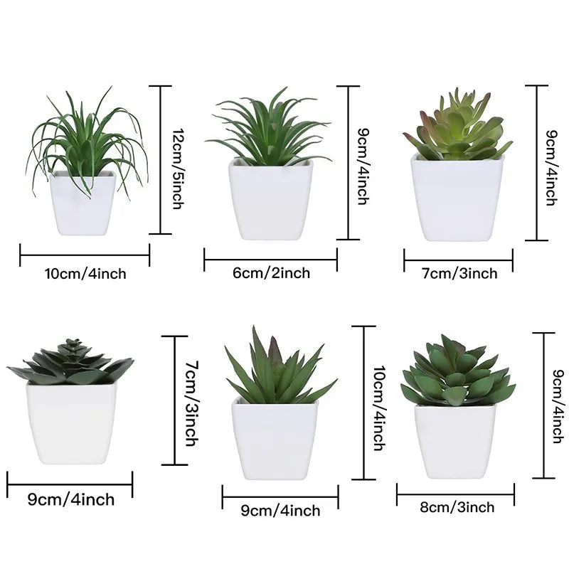 Succulent Paradise: Set of 6 Mini Artificial Plants for Stylish Home Decor