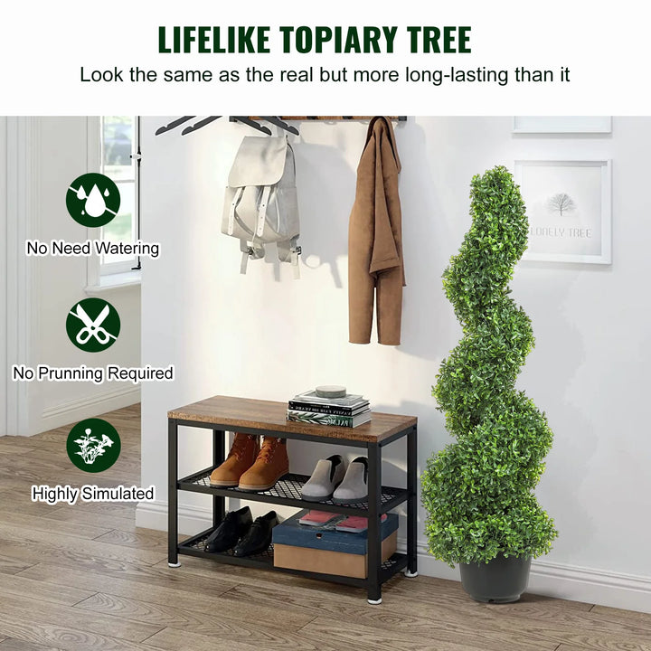 Artificial Boxwood Spiral Topiary Tree - Realistic 3ft Green Plant - Indoor/Outdoor Decor