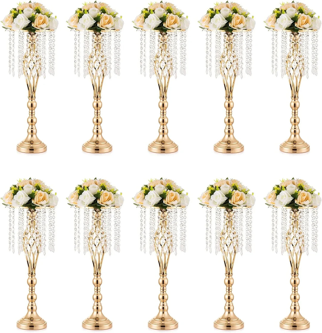 Gold Or Silver Vase Set with Crystal Beads