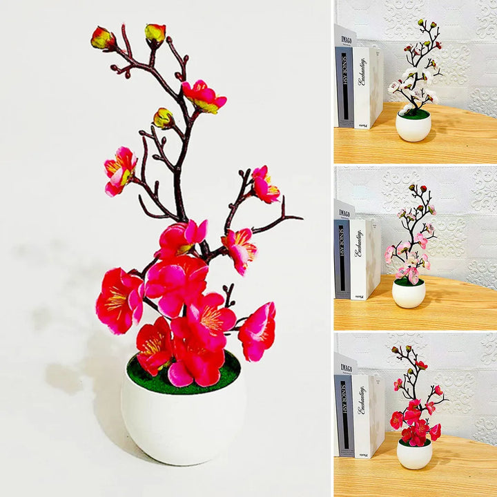 Plum Blossom Artificial Bonsai Plant for Home and Office Decor