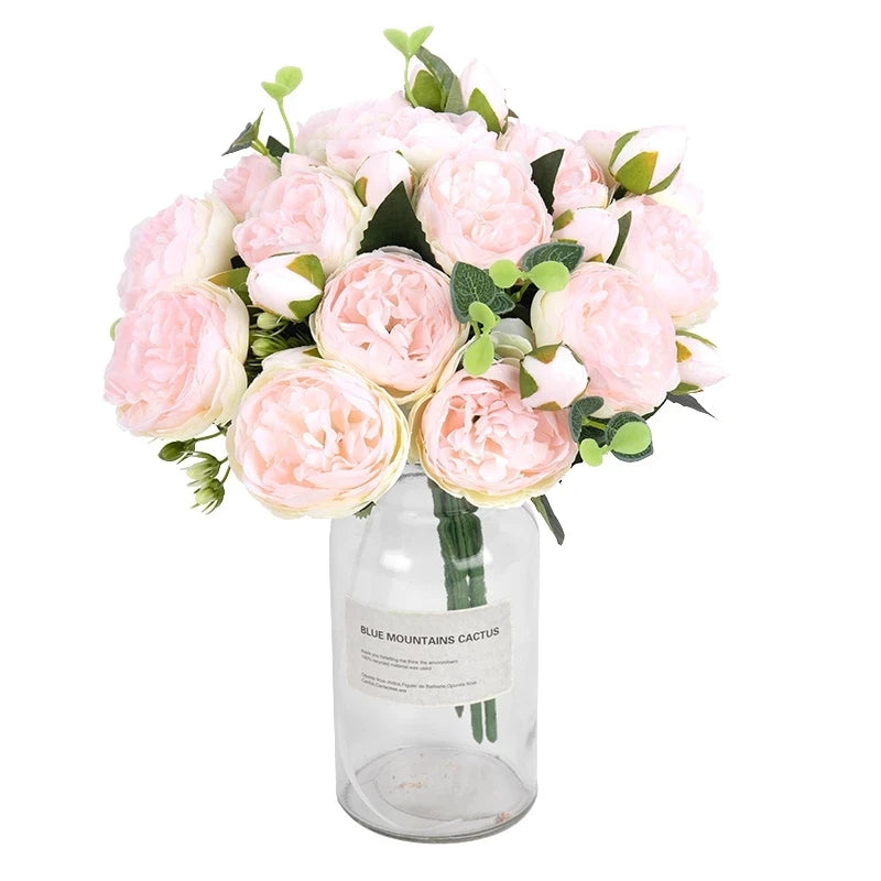 Silk Rose Peony Bouquet - Wedding Home Decor Artificial Flowers