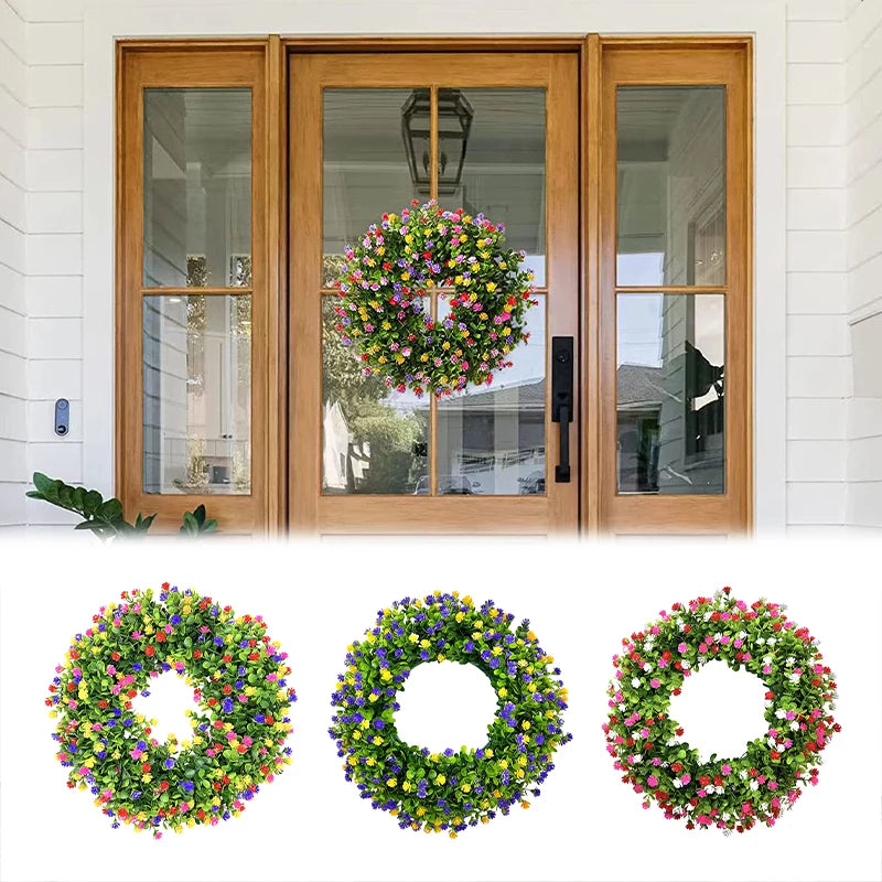 Vibrant Eucalyptus Door Wreath with Artificial Flowers - Home & Party Decor