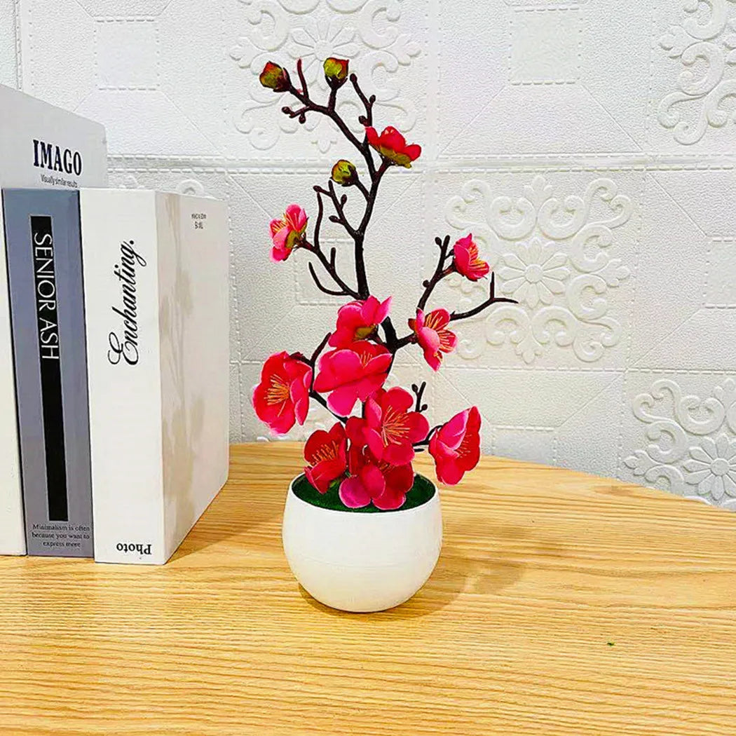 Plum Blossom Artificial Bonsai Plant for Home and Office Decor