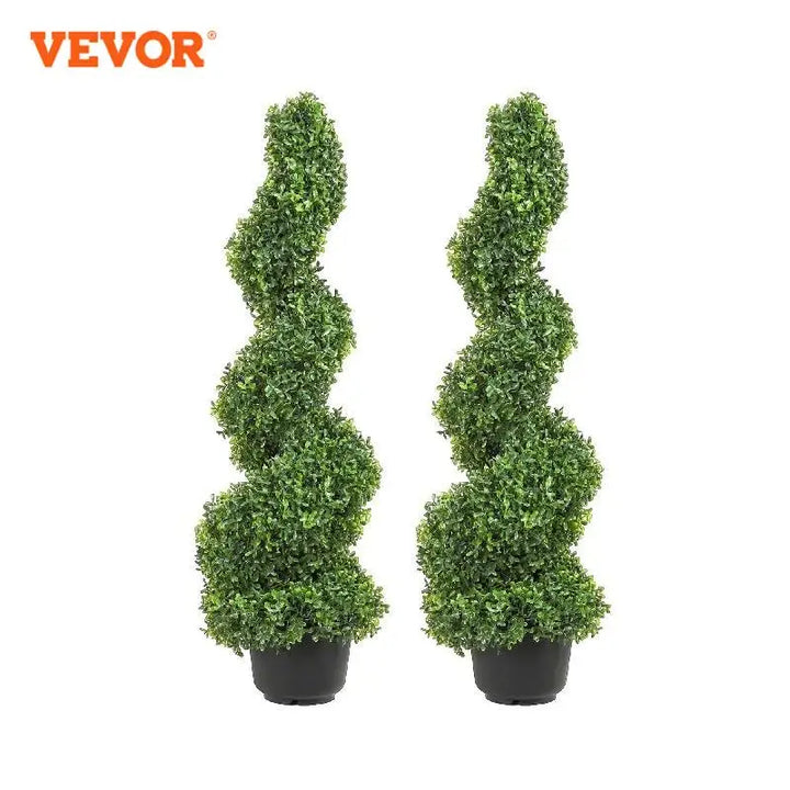 VEVOR 1/2pcs Artificial Boxwood Tower Topiary Spiral Artificial Plant 24/36/48in high Decorative Plants Green Plastic PE Tree