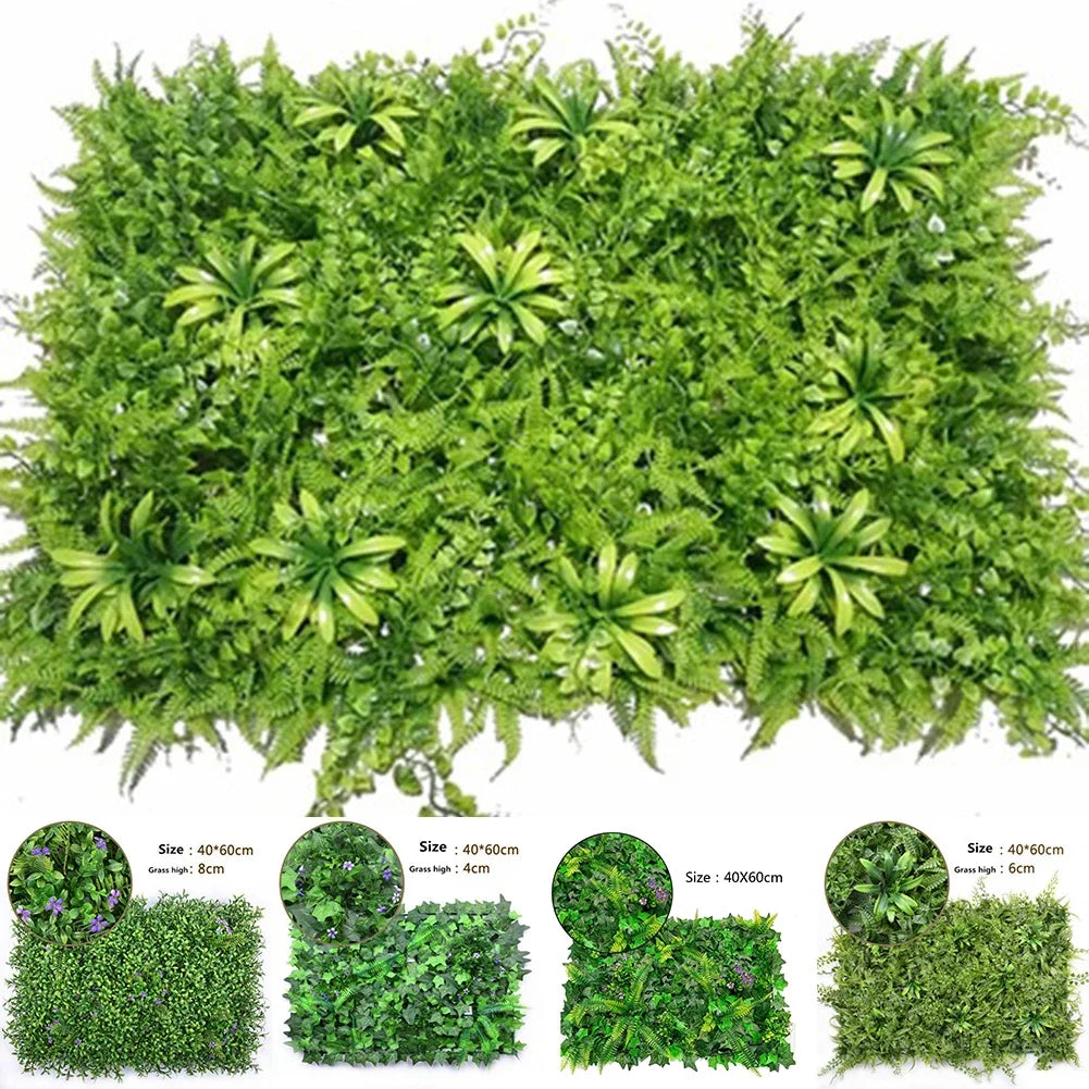 40*60cm Artificial Lawn Plant Grass Wall Backdrop Flowers Artificial Green Grass Wedding Hedges Panel Fence Greenery Decor