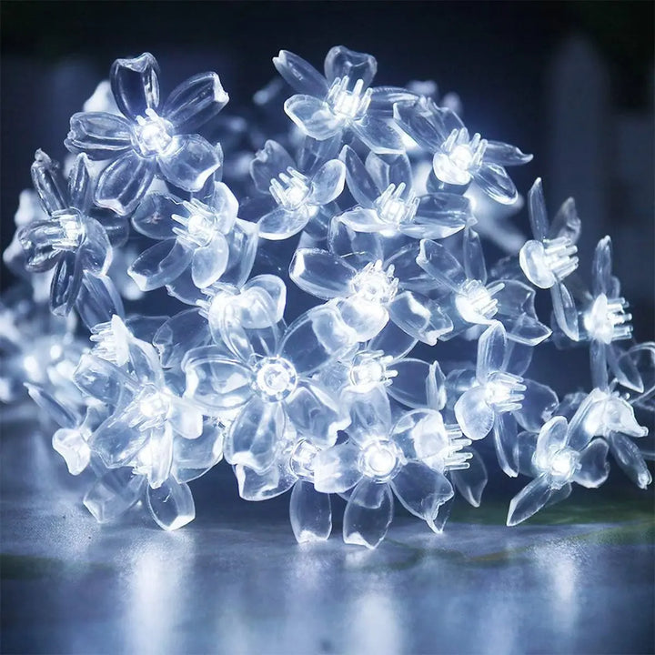 Solar Flower String Lights - Outdoor Garden Fairy Lighting Solution for Fence, Patio, Yard, Christmas Tree - Waterproof with Multiple LED Options