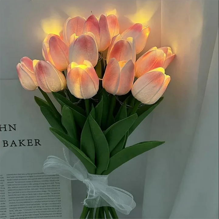 LED Tulip Artificial Flower Bouquet Night Light - Set of 5/10 for Home Garden Decoration & Gifts