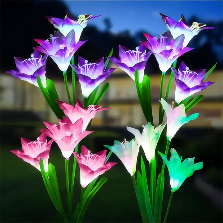 Solar Lily Flower Garden Lights - Waterproof Color Changing Outdoor Decor for Patio