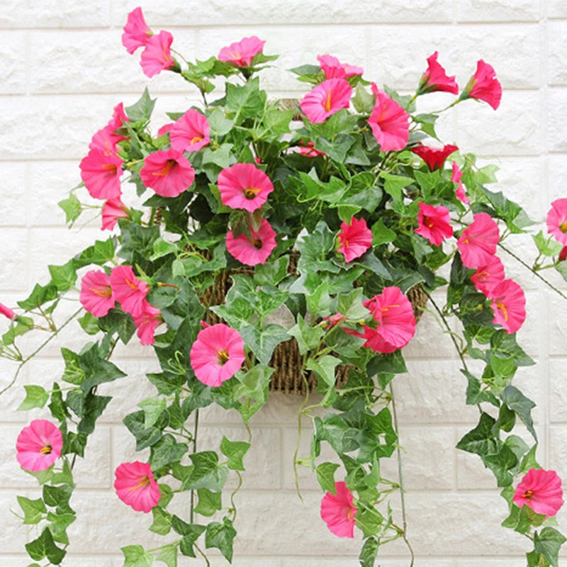 Artificial Morning Glory Silk Hanging Vine Garland for Home Garden Wedding Decor