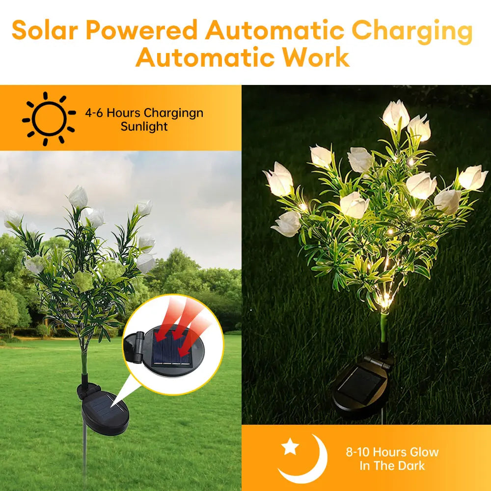 Solar Lantern Grass with 42LED Artificial Flowers Warm Color Changing Light - Outdoor Decorative Lighting Solution