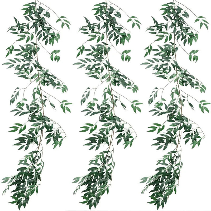 5.7FT Artificial Willow Leaf Rattan Garland - Lifelike Branch for Indoor and Outdoor Décor