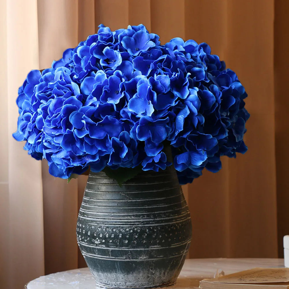 Silk Hydrangea Vase with Fake Flowers for Home Decor