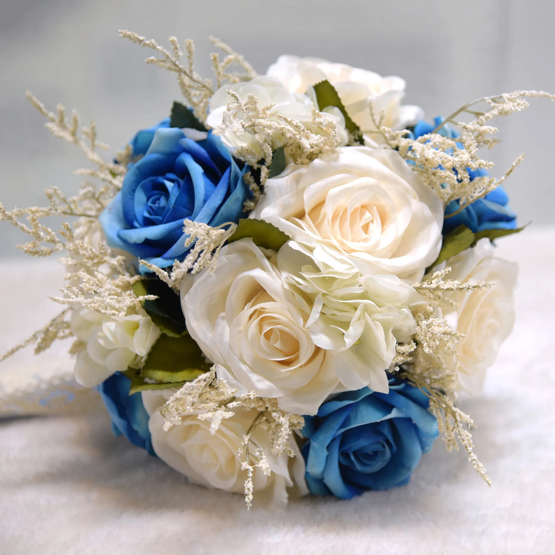 Elegant White Silk Bridal Bouquet with Artificial Roses - Wedding Accessories