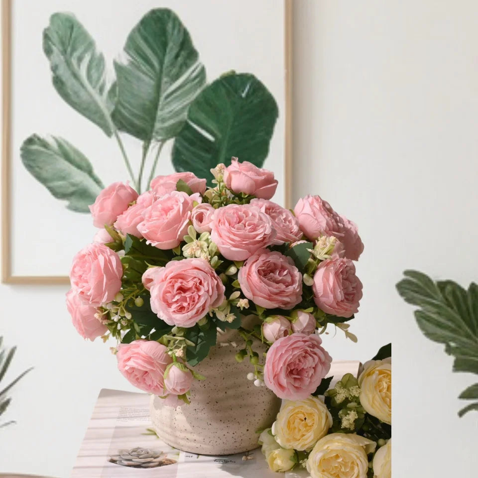 30cm Artificial Silk Peony Rose Bouquet - Wedding Home Decor