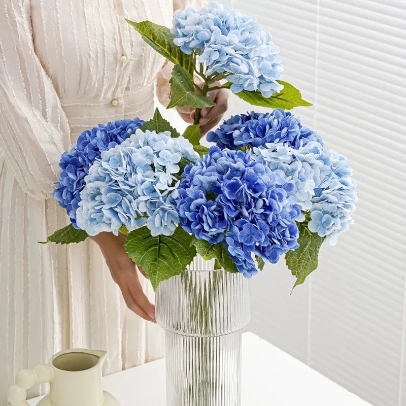 Blue Real Touch Artificial Hydrangea Flowers - Wedding Bouquet Decor